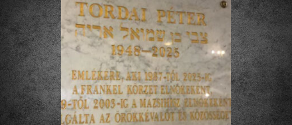 Pénteken avatják Tordai Péter emléktábláját a Frankel zsinagógában